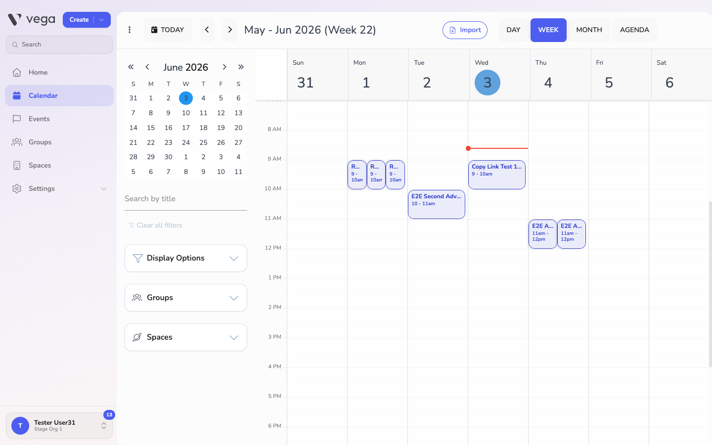 Calendar week view