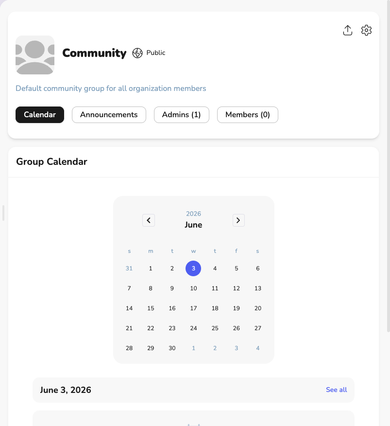 Share button in the group header