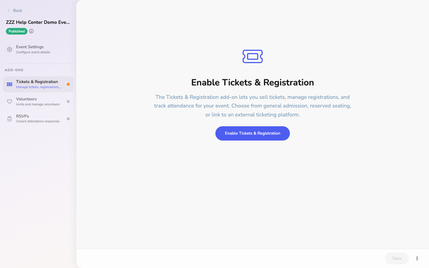 Enable Ticketing add-on