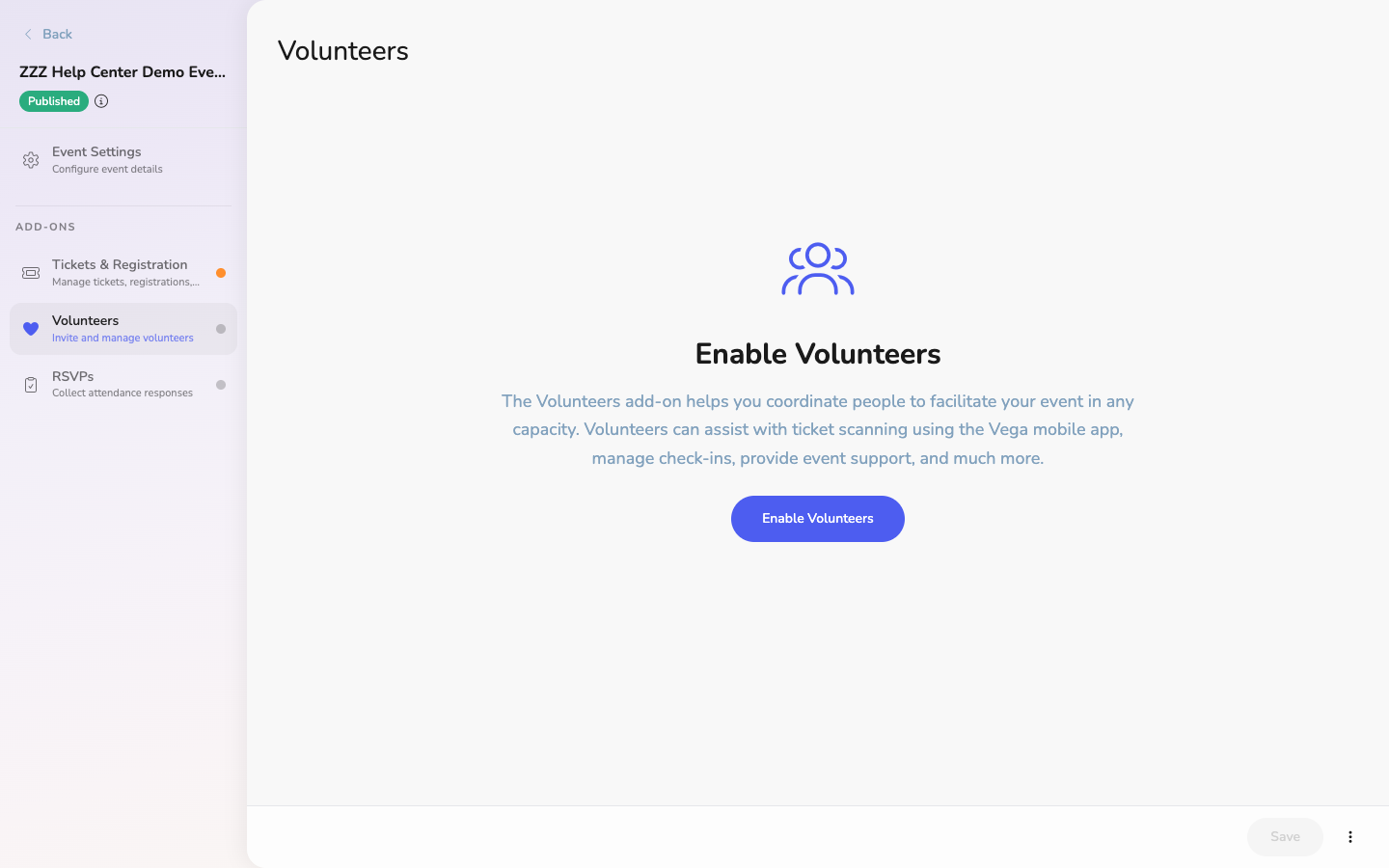 Enable Volunteers add-on