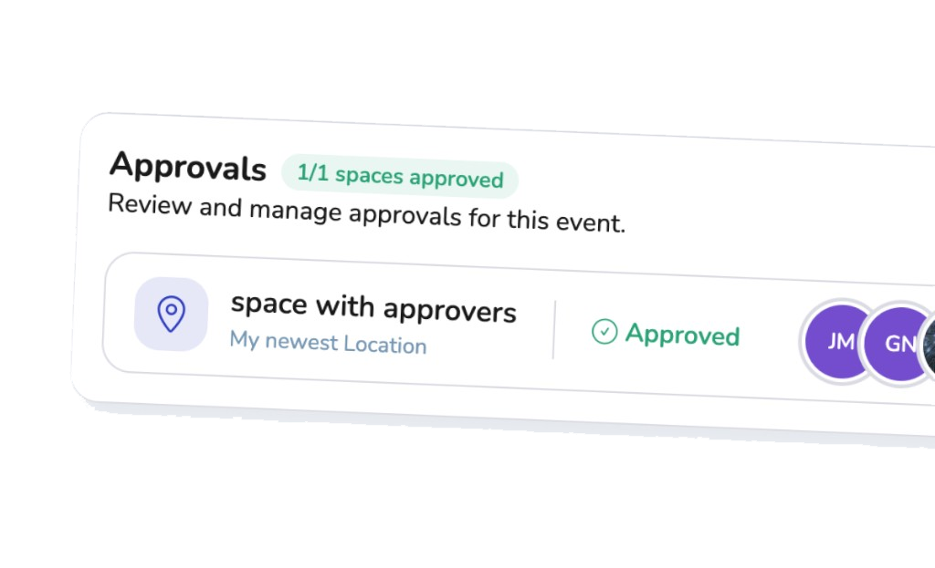 An approved event, with one space signed off