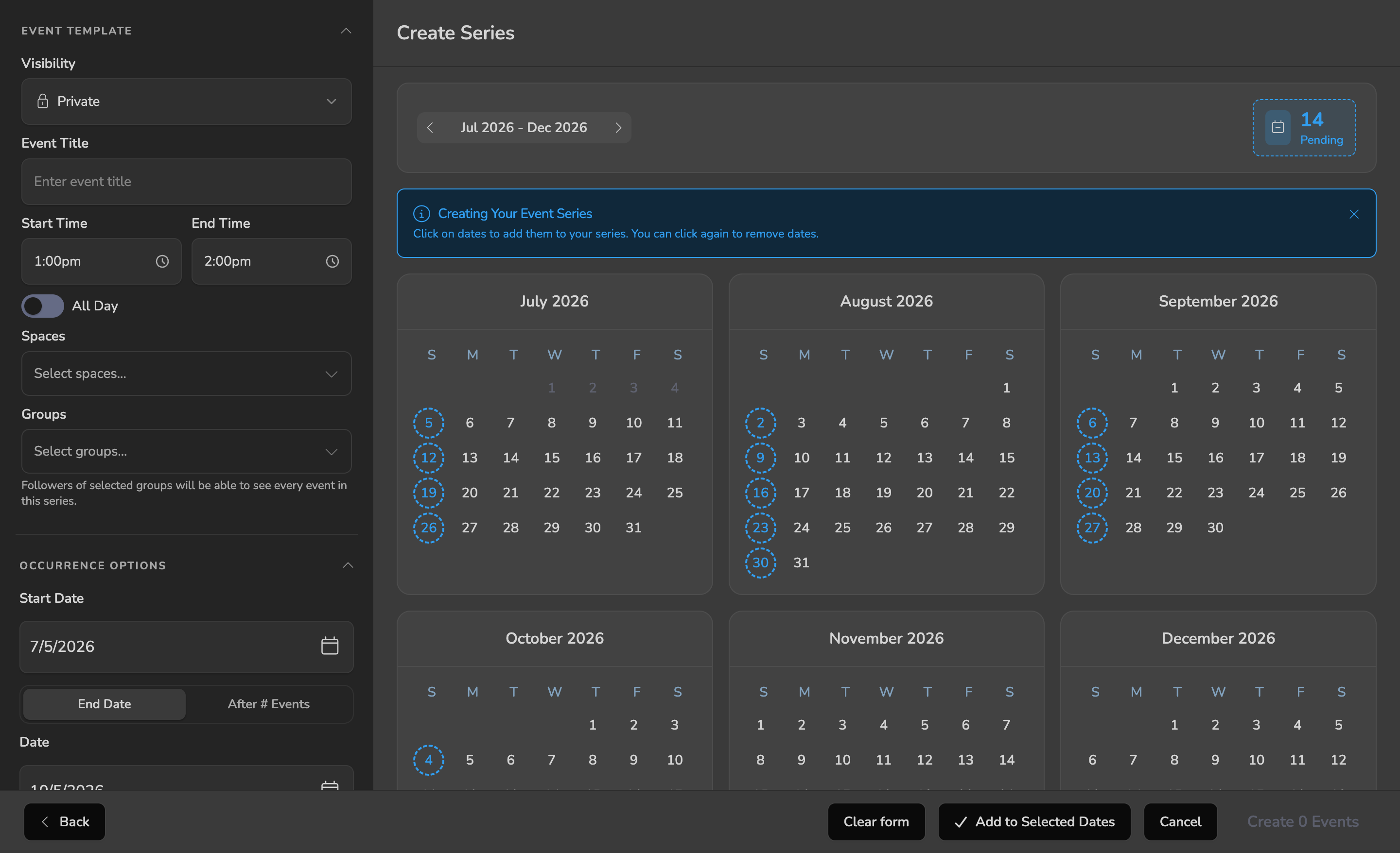 Multi-month calendar view in Vega Series Creator